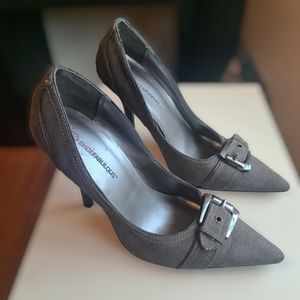 Suede Buckle Heels